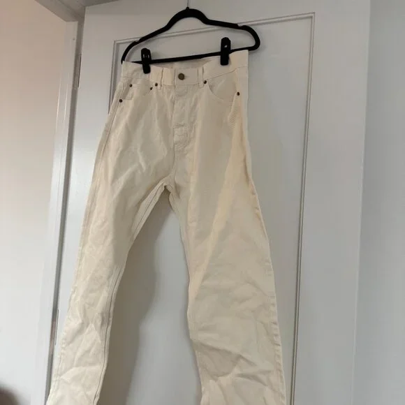 Fear Of God Essentials 5 Pocket Denim Jeans In Cloud Dancer Straight Leg
